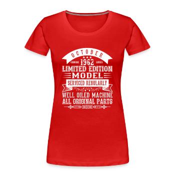 Octobre 1962 - Cadeau du 60e anniversaire. Légende. - T-shirt bio Premium Femme - rouge - Devant - Mia (176cm)