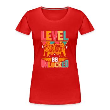 Level 66 Unlocked Awesome Since 1957 Funny Gamer - Women's Premium Organic T-Shirt - red - Front - Mia (176cm)