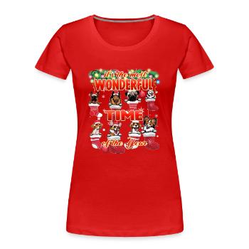 Merveilleux chiens Célébration de Noël Famille - T-shirt bio Premium Femme - rouge - Devant - Mia (176cm)
