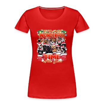 Conceptions de chiens de Noël - Drôles de chiens mignons Noël - T-shirt bio Premium Femme - rouge - Devant - Mia (176cm)