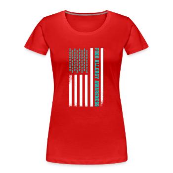 Food Allergy Awareness Teal USA American Flag - Frauen Premium Bio T-Shirt - Rot - Vorne - Mia (176cm)
