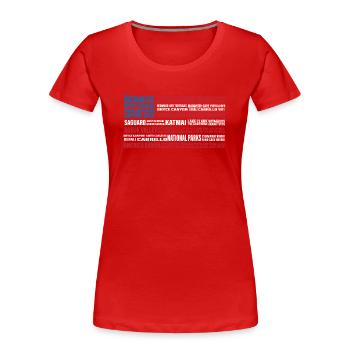 US-Nationalparks, Nationalpark, Denali, Redwood - Frauen Premium Bio T-Shirt - Rot - Vorne - Mia (176cm)