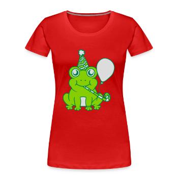 Petite grenouille célébrant son anniversaire - T-shirt bio Premium Femme - rouge - Devant - Mia (176cm)