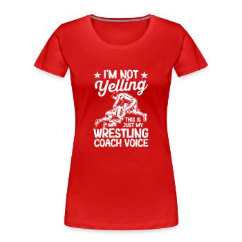 Lustig, ich schreie nicht, das ist nur die Stimme - Frauen Premium Bio T-Shirt - Rot - Vorne - Mia (176cm)