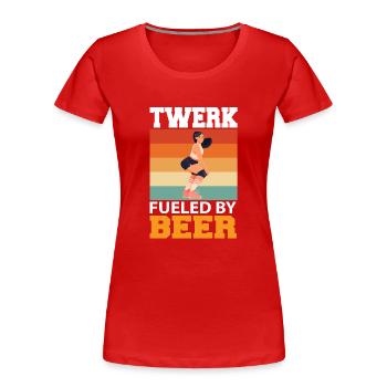 Twerk chauffé à la bière - T-shirt bio Premium Femme - rouge - Devant - Mia (176cm)