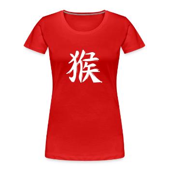 Monkey Chinese Zodiac Sign - Women's Premium Organic T-Shirt - red - Front - Mia (176cm)