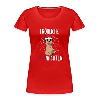 Fröhliche Weinnachten Weinliebhaber Weintrinker - Frauen Premium Bio T-Shirt - Rot - Vorne - Mia (176cm)