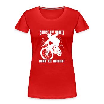 Arbeit, dann Abfahrt - Mountainbiker Mountainbike - Frauen Premium Bio T-Shirt - Rot - Vorne - Mia (176cm)