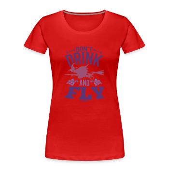 Hexe fliegt auf dem Besen - Frauen Premium Bio T-Shirt - Rot - Vorne - Mia (176cm)