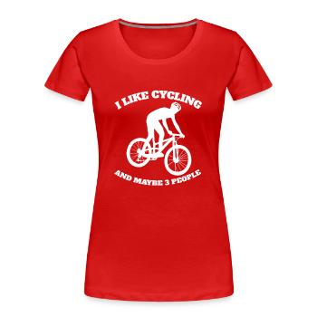 Bicycle tour cycling bicycle biking mountain bike - Women's Premium Organic T-Shirt - red - Front - Mia (176cm)
