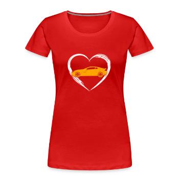 Amour automatique - T-shirt bio Premium Femme - rouge - Devant - Mia (176cm)