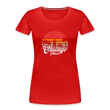 Vintage Chicago Illinois Surfing Retro Surf Cool - T-shirt bio Premium Femme - rouge - Devant - Mia (176cm)