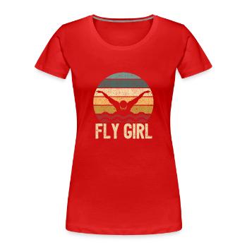 Fliegen Mädchen Schmetterling Schwimmen Mädchen - Frauen Premium Bio T-Shirt - Rot - Vorne - Mia (176cm)