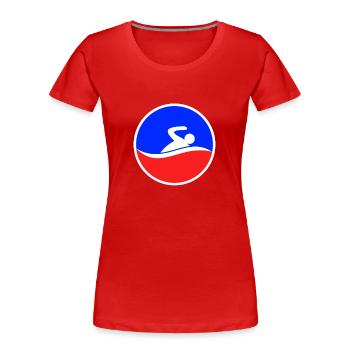 Schwimmen Logo - Frauen Premium Bio T-Shirt - Rot - Vorne - Mia (176cm)