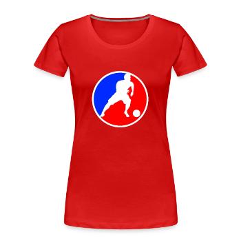 Fußball Logo - Frauen Premium Bio T-Shirt - Rot - Vorne - Mia (176cm)