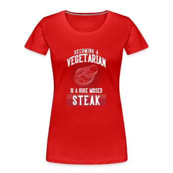 Amateur de viande disant drôle bbq steak de viande - T-shirt bio Premium Femme - rouge - Devant - Mia (176cm)