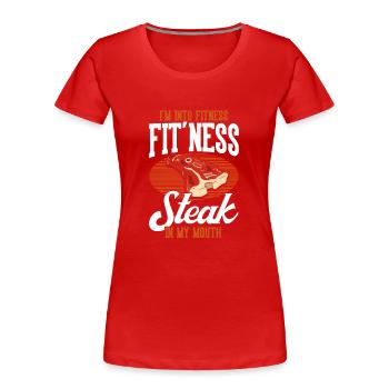 Amateur de viande disant drôle bbq steak de viande - T-shirt bio Premium Femme - rouge - Devant - Mia (176cm)