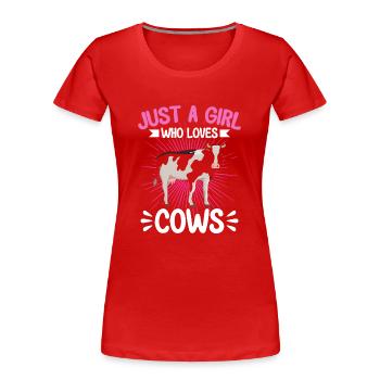 Cow Farmer Gift Dairy Cow Agriculture Cow - Women's Premium Organic T-Shirt - red - Front - Mia (176cm)