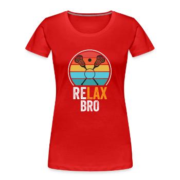 Lacrosse Spieler spielen Lacrosse Relax Lacrosse - Frauen Premium Bio T-Shirt - Rot - Vorne - Mia (176cm)