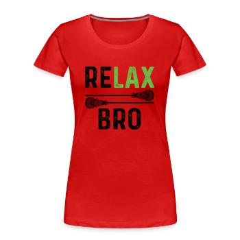 Lacrosse Spieler spielen Lacrosse Relax Lacrosse - Frauen Premium Bio T-Shirt - Rot - Vorne - Mia (176cm)