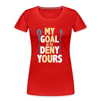 Lacrosse Spieler spielen Lacrosse Relax Lacrosse - Frauen Premium Bio T-Shirt - Rot - Vorne - Mia (176cm)