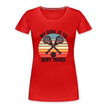 Lacrosse Spieler spielen Lacrosse Relax Lacrosse - Frauen Premium Bio T-Shirt - Rot - Vorne - Mia (176cm)