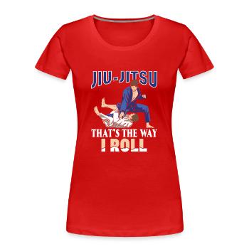 BJJ Brazilian Jiu-Jitsu - Frauen Premium Bio T-Shirt - Rot - Vorne - Mia (176cm)