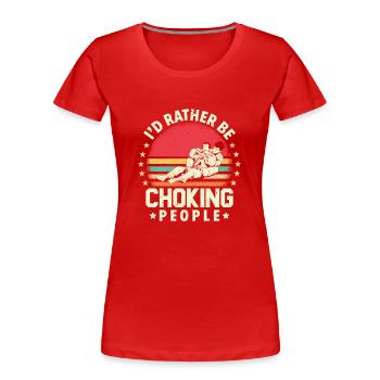 BJJ Brazilian Jiu-Jitsu - Frauen Premium Bio T-Shirt - Rot - Vorne - Mia (176cm)