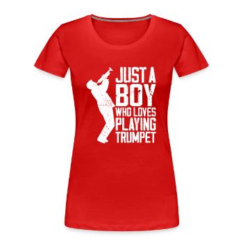Trumpet Player Vintage Just A Boy - Frauen Premium Bio T-Shirt - Rot - Vorne - Mia (176cm)
