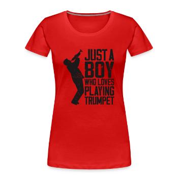 Trumpet Player Vintage Just A Boy - Frauen Premium Bio T-Shirt - Rot - Vorne - Mia (176cm)