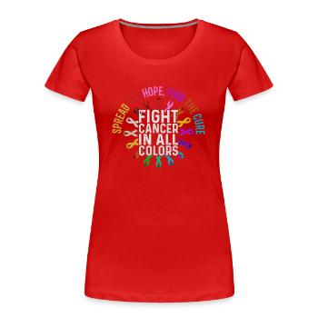 Fight cancer in all colors - Women's Premium Organic T-Shirt - red - Front - Mia (176cm)