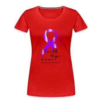 Premature Birth Conscious Purple Bow - Women's Premium Organic T-Shirt - red - Front - Mia (176cm)