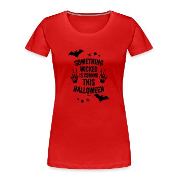 Halloween Skeleton Bat Gift - Women's Premium Organic T-Shirt - red - Front - Mia (176cm)