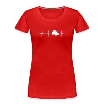Walze Herzschlag - Frauen Premium Bio T-Shirt - Rot - Vorne - Mia (176cm)