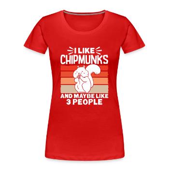 Chipmunk Rodent Gift - Women's Premium Organic T-Shirt - red - Front - Mia (176cm)