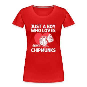 Chipmunk Rodent Gift - Women's Premium Organic T-Shirt - red - Front - Mia (176cm)