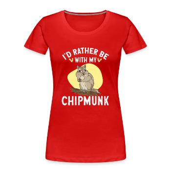 Chipmunk Rodent Gift - Women's Premium Organic T-Shirt - red - Front - Mia (176cm)