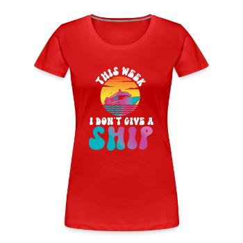 Jeu de mots de vacances sur les navires de croisière cette semaine - T-shirt bio Premium Femme - rouge - Devant - Mia (176cm)