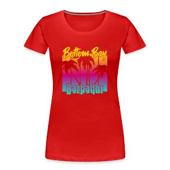 Vintage Bottom Bay Barbados Sunset - Frauen Premium Bio T-Shirt - Rot - Vorne - Mia (176cm)