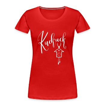 Kuckuck mit Kuckucksuhr Symbol Schwarzwald - Frauen Premium Bio T-Shirt - Rot - Vorne - Mia (176cm)