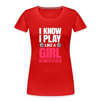 Football féminin - T-shirt bio Premium Femme - rouge - Devant - Mia (176cm)