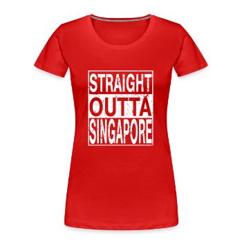 Singapur Straight outta Singapur - Frauen Premium Bio T-Shirt - Rot - Vorne - Mia (176cm)