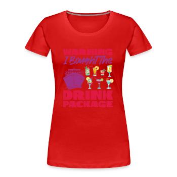 Forfait boissons de vacances pour navires de croisière - T-shirt bio Premium Femme - rouge - Devant - Mia (176cm)