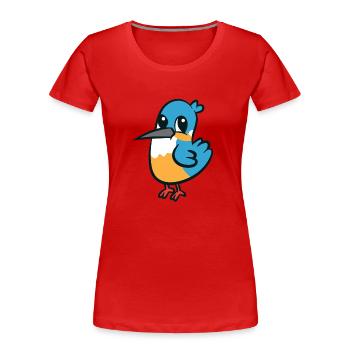 Kingfisher - cute, cute, big eyes - Women's Premium Organic T-Shirt - red - Front - Mia (176cm)