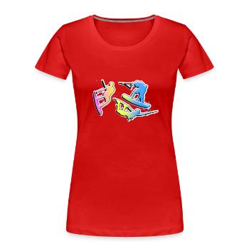 Wakeboard, Silhouette, Wassersport, Wakeboarder, - Frauen Premium Bio T-Shirt - Rot - Vorne - Mia (176cm)