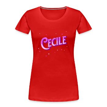 Cécile nom personnalisé - T-shirt bio Premium Femme - rouge - Devant - Mia (176cm)
