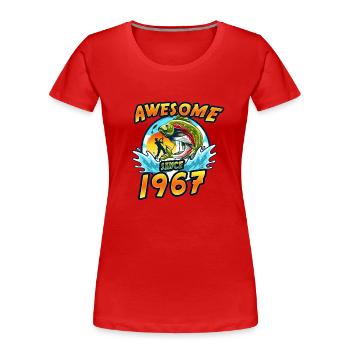 Awesome since 1967. Angel, Angler's Birthday - Women's Premium Organic T-Shirt - red - Front - Mia (176cm)