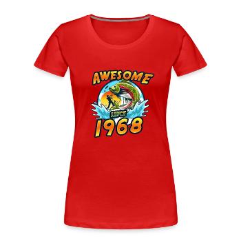 Awesome since 1968. Angel, Angler's Birthday - Women's Premium Organic T-Shirt - red - Front - Mia (176cm)