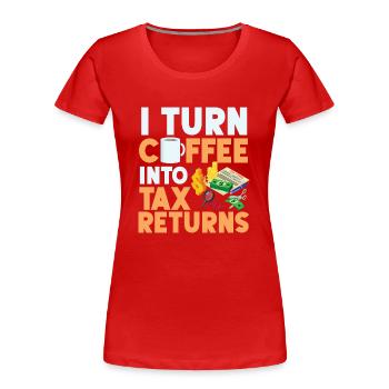 Comptable Teneur de livres Comptabilité - T-shirt bio Premium Femme - rouge - Devant - Mia (176cm)