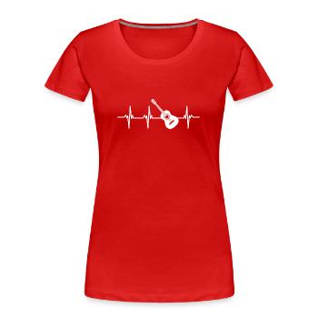 heartbeat guitar man humor gift idea - Women's Premium Organic T-Shirt - red - Front - Mia (176cm)